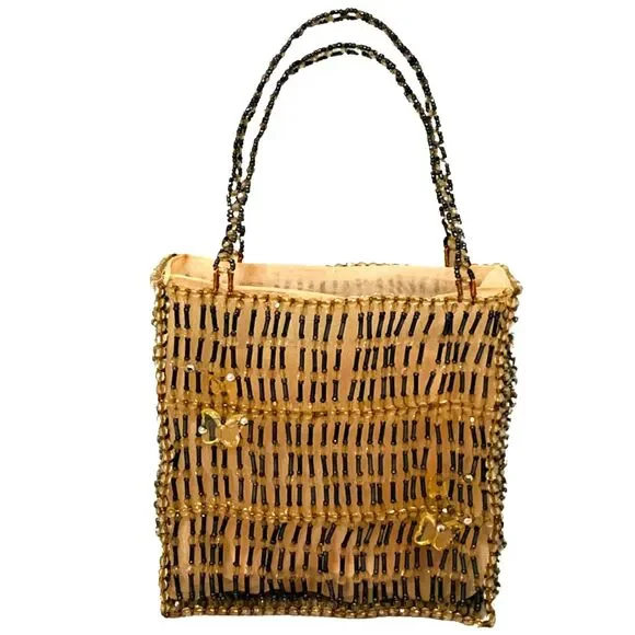 Vintage Hand Crafted wire and beaded mini bags with butterfly designs - Picture 1 of 11